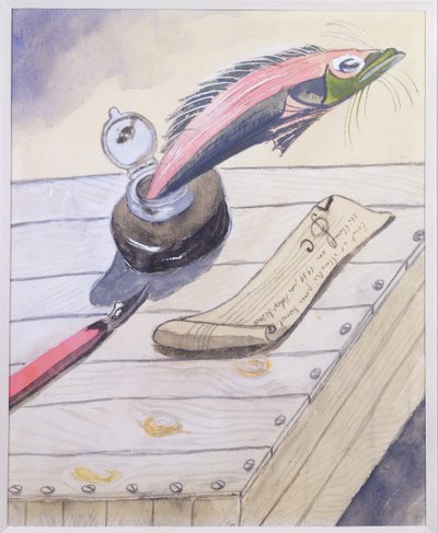The Fish Jumping out of the Inkpot, Written and Illustrated for Daniel Milhaud by Robert Desnos, 1939 by Robert Desnos